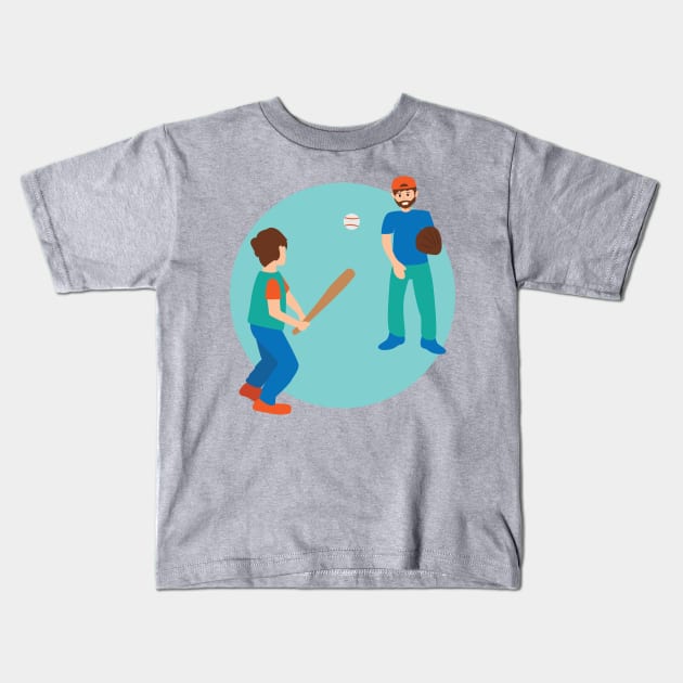 Fathers Day baseball Kids T-Shirt by holidaystore